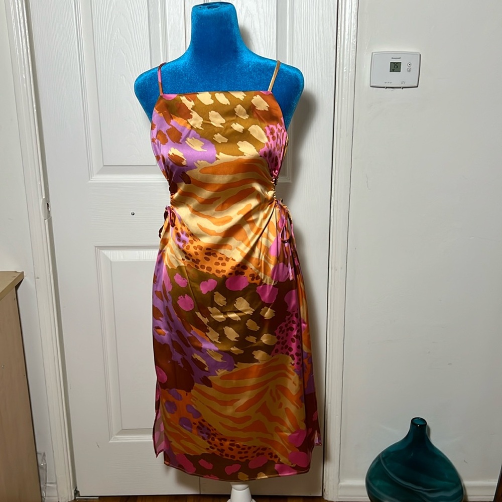 Christian Lacroix Leopard Satin Midi Dress Small